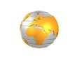 Earth Globe 3d illustration gold colour